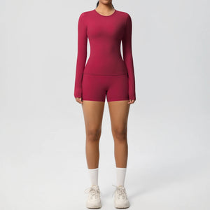 Running Tracksuit Long Sleeve Gym Fitness Clothes Workout Top High Waist Running Tracksuit Long Sleeve Gym Fitness Clothes Workout Top High Waist