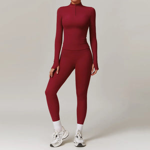 Workout Slim Fitting Stand Collar Half Zipper Jacket Leggings Workout Slim Fitting Stand Collar Half Zipper Jacket Leggings