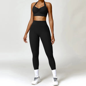 Quick Drying Women Fitness Sets Push up Halter Bra and High Waist Quick Drying Women Fitness Sets Push up Halter Bra and High Waist