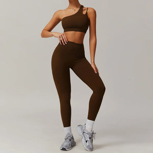 Women Breathable Super Elastic Irregular Shoulder High Waist Leggings Women Breathable Super Elastic Irregular Shoulder High Waist Leggings