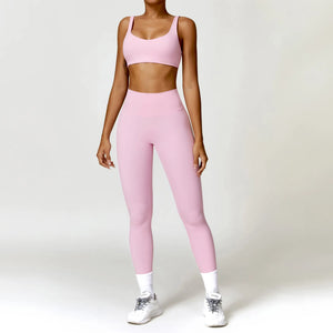 New Fashion Women Nude Super Elastic Activewear 2 Piece Set New Fashion Women Nude Super Elastic Activewear 2 Piece Set