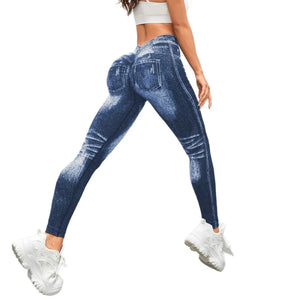  Women Sport Yoga Leggings Faux Jeans Skinny Tight Seamless Fitness Outerdoor Pants Women Sport Yoga Leggings Faux Jeans Skinny Tight Seamless Fitness Outerdoor Pants