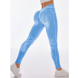  Women Sport Yoga Leggings Faux Jeans Skinny Tight Seamless Fitness Outerdoor Pants Women Sport Yoga Leggings Faux Jeans Skinny Tight Seamless Fitness Outerdoor Pants