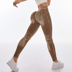  Women Sport Yoga Leggings Faux Jeans Skinny Tight Seamless Fitness Outerdoor Pants Women Sport Yoga Leggings Faux Jeans Skinny Tight Seamless Fitness Outerdoor Pants
