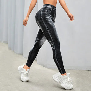  Women Sport Yoga Leggings Faux Jeans Skinny Tight Seamless Fitness Outerdoor Pants Women Sport Yoga Leggings Faux Jeans Skinny Tight Seamless Fitness Outerdoor Pants
