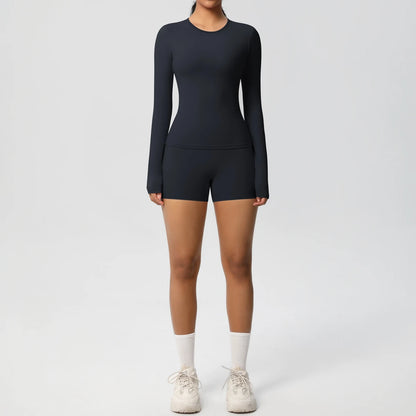 Running Tracksuit Long Sleeve Gym Fitness Clothes Workout Top High Waist