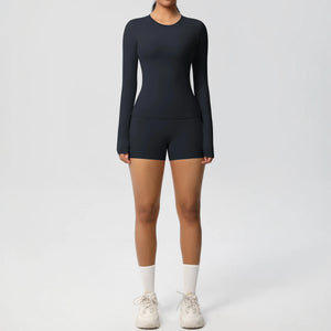 Running Tracksuit Long Sleeve Gym Fitness Clothes Workout Top High Waist