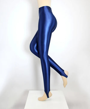 Satin GLOSSY OPAQUE Step-on-the-foot Shiny Wet look Tights