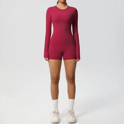 Running Tracksuit Long Sleeve Gym Fitness Clothes Workout Top High Waist