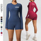 Running Tracksuit Long Sleeve Gym Fitness Clothes Workout Top High Waist