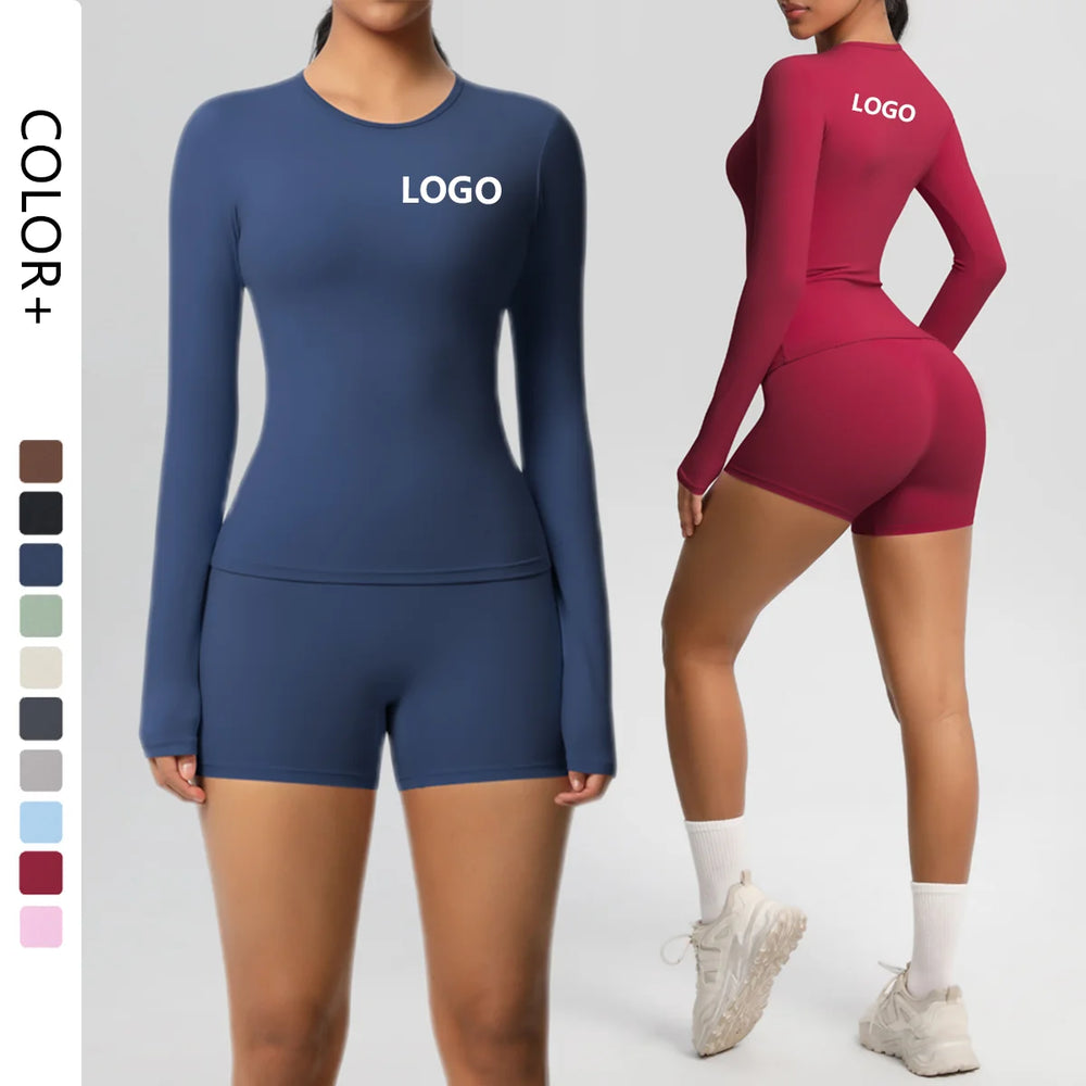 Running Tracksuit Long Sleeve Gym Fitness Clothes Workout Top High Waist