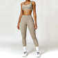New Fashion Women Nude Super Elastic Activewear 2 Piece Set