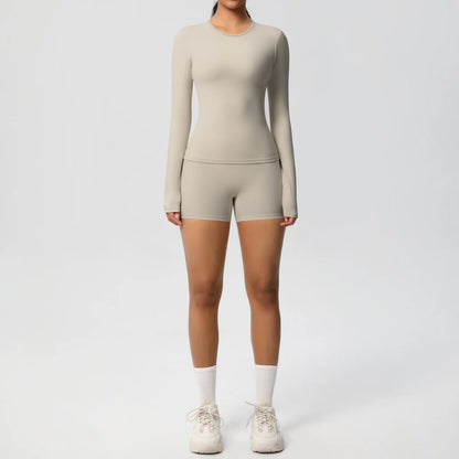 Running Tracksuit Long Sleeve Gym Fitness Clothes Workout Top High Waist