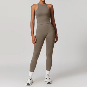 Logo Hot Sale Seamless I Back Tank Yoga Top High Waist  Leggings