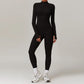 Workout Slim Fitting Stand Collar Half Zipper Jacket Leggings