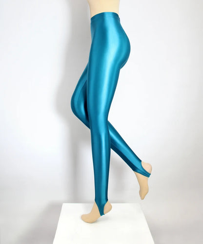 Satin GLOSSY OPAQUE Step-on-the-foot Shiny Wet look Tights