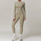 Workout Slim Fitting Stand Collar Half Zipper Jacket Leggings
