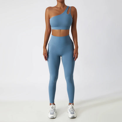 Women Breathable Super Elastic Irregular Shoulder High Waist Leggings