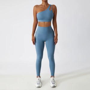 Women Breathable Super Elastic Irregular Shoulder High Waist Leggings