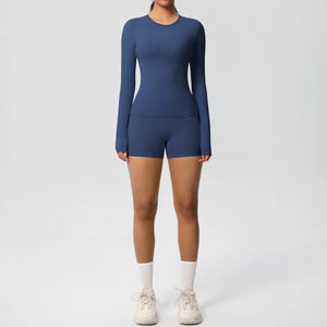 Running Tracksuit Long Sleeve Gym Fitness Clothes Workout Top High Waist