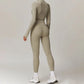 Workout Slim Fitting Stand Collar Half Zipper Jacket Leggings
