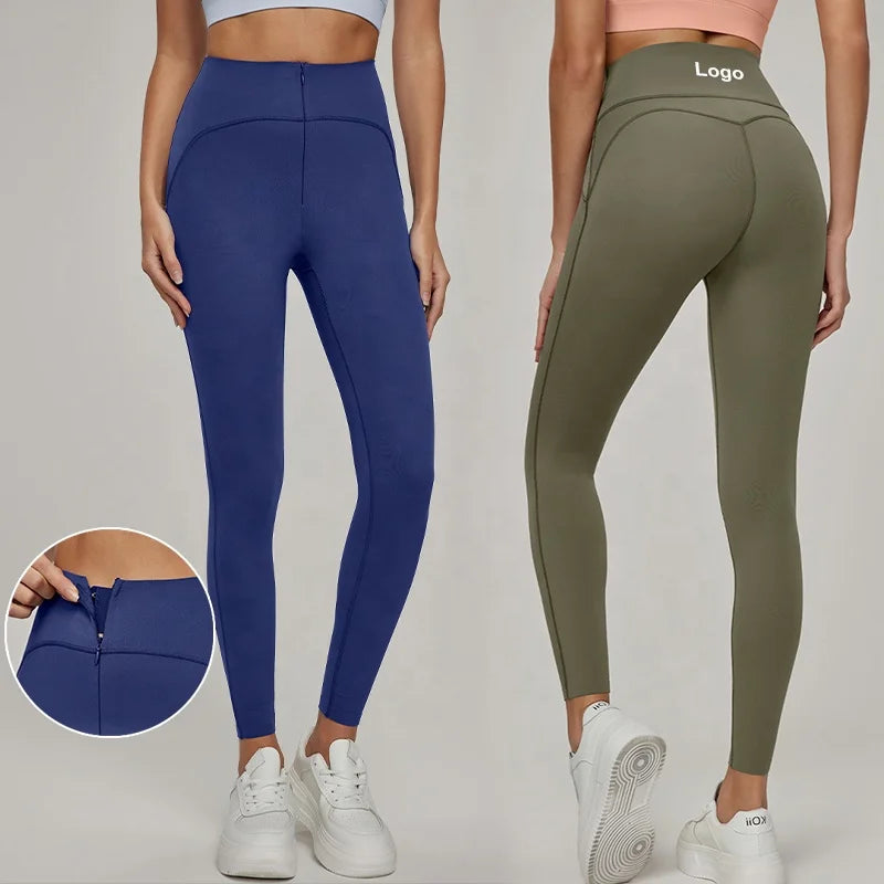 Workout Leggings for Women Tummy Control Zipper Corset Waist Trainer
