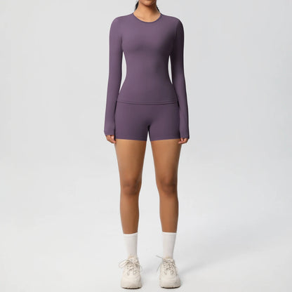 Running Tracksuit Long Sleeve Gym Fitness Clothes Workout Top High Waist