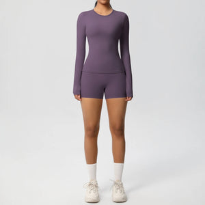 Running Tracksuit Long Sleeve Gym Fitness Clothes Workout Top High Waist
