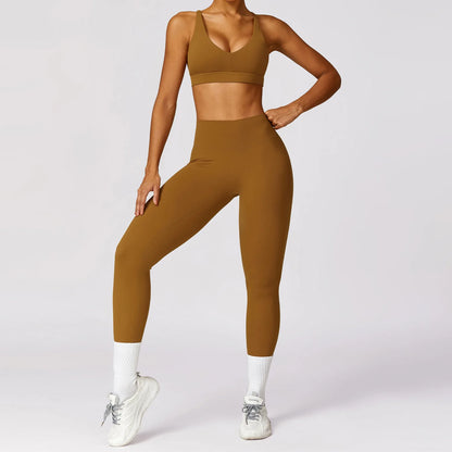 Depp V Neck Bra Scrunch Butt High Waist Leggings