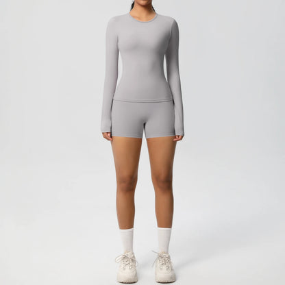 Running Tracksuit Long Sleeve Gym Fitness Clothes Workout Top High Waist