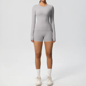 Running Tracksuit Long Sleeve Gym Fitness Clothes Workout Top High Waist