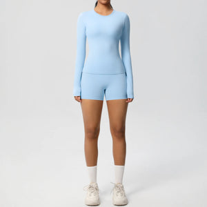 Running Tracksuit Long Sleeve Gym Fitness Clothes Workout Top High Waist