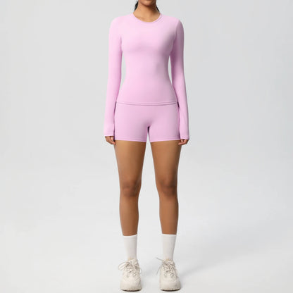 Running Tracksuit Long Sleeve Gym Fitness Clothes Workout Top High Waist