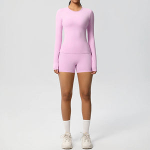 Running Tracksuit Long Sleeve Gym Fitness Clothes Workout Top High Waist