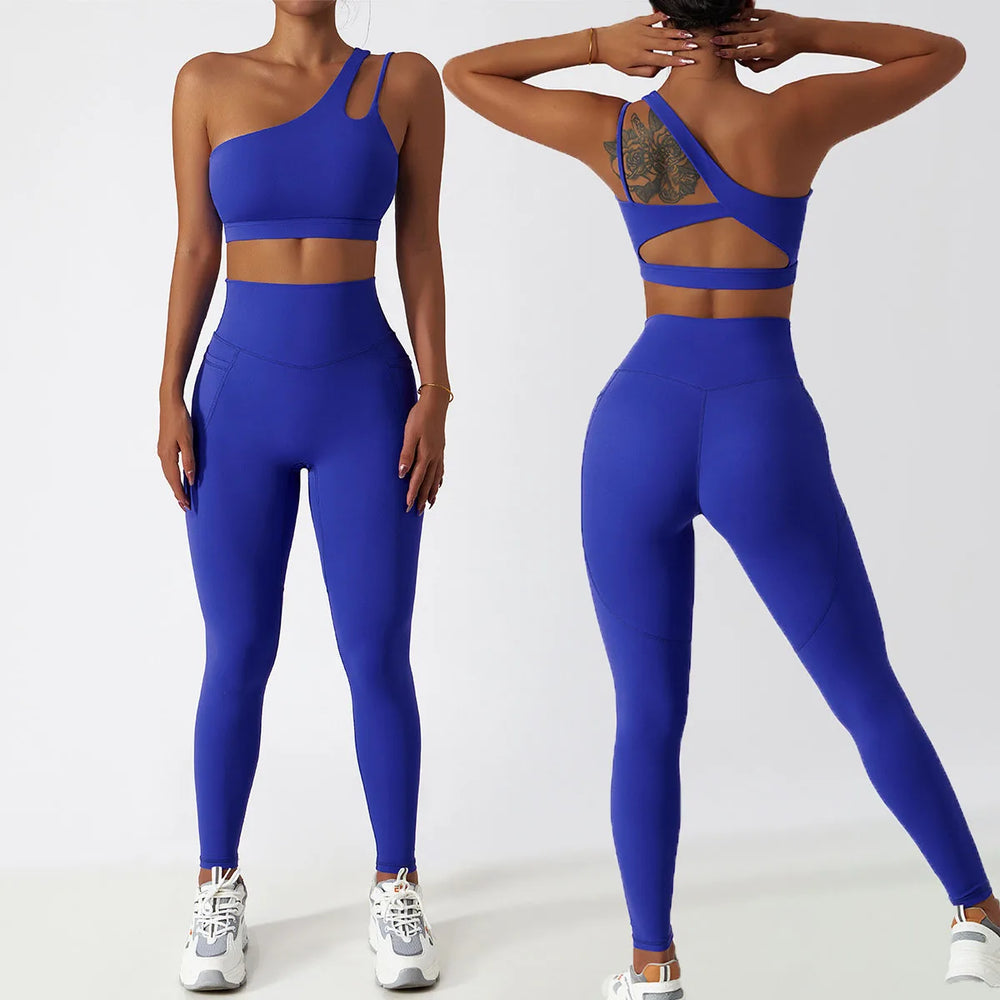 Women Breathable Super Elastic Irregular Shoulder High Waist Leggings
