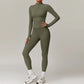 Workout Slim Fitting Stand Collar Half Zipper Jacket Leggings