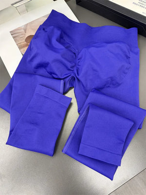 Mid-Waist Seamless Yoga Leggings with Nine-Point Butt Lift
