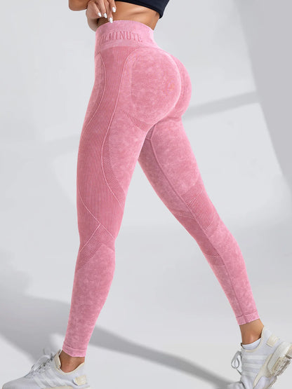 YIYI New Tik Tok Women Scrunch Butt Lifting Wash Acid Seamless Leggings