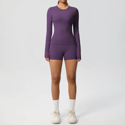 Running Tracksuit Long Sleeve Gym Fitness Clothes Workout Top High Waist