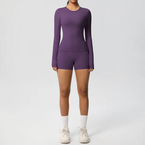 Running Tracksuit Long Sleeve Gym Fitness Clothes Workout Top High Waist