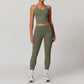 Sexy Halter Backless Crop Yoga Top Folded High Waist Leggings