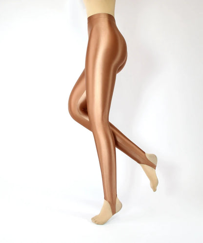 Satin GLOSSY OPAQUE Step-on-the-foot Shiny Wet look Tights