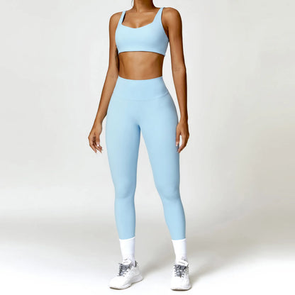 New Fashion Women Nude Super Elastic Activewear 2 Piece Set