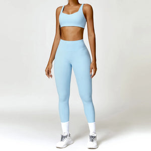 New Fashion Women Nude Super Elastic Activewear 2 Piece Set