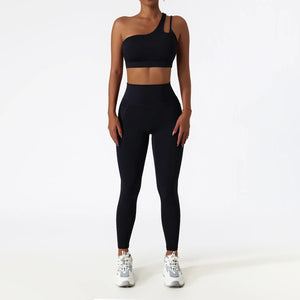 Women Breathable Super Elastic Irregular Shoulder High Waist Leggings