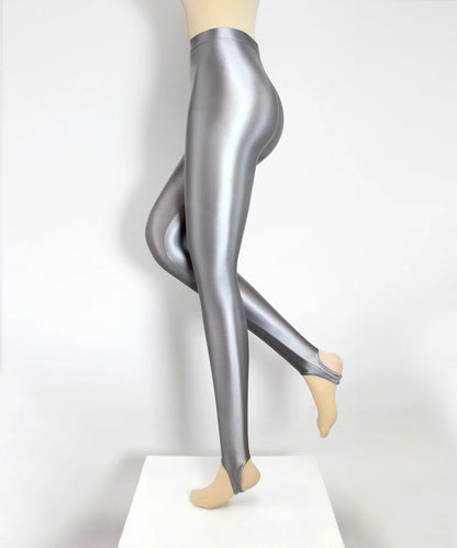 Satin GLOSSY OPAQUE Step-on-the-foot Shiny Wet look Tights