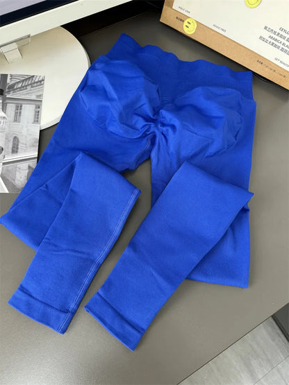 Mid-Waist Seamless Yoga Leggings with Nine-Point Butt Lift