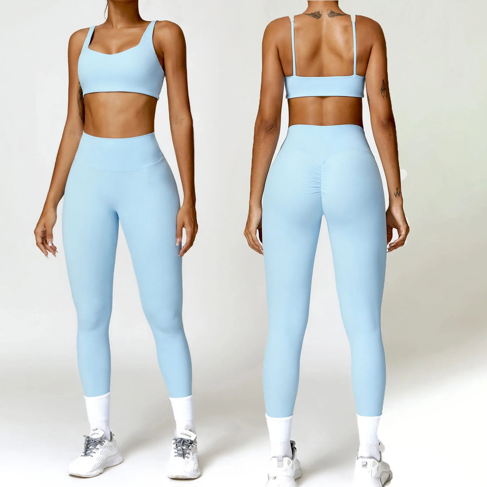 New Fashion Women Nude Super Elastic Activewear 2 Piece Set