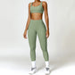 New Fashion Women Nude Super Elastic Activewear 2 Piece Set
