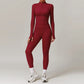 Workout Slim Fitting Stand Collar Half Zipper Jacket Leggings